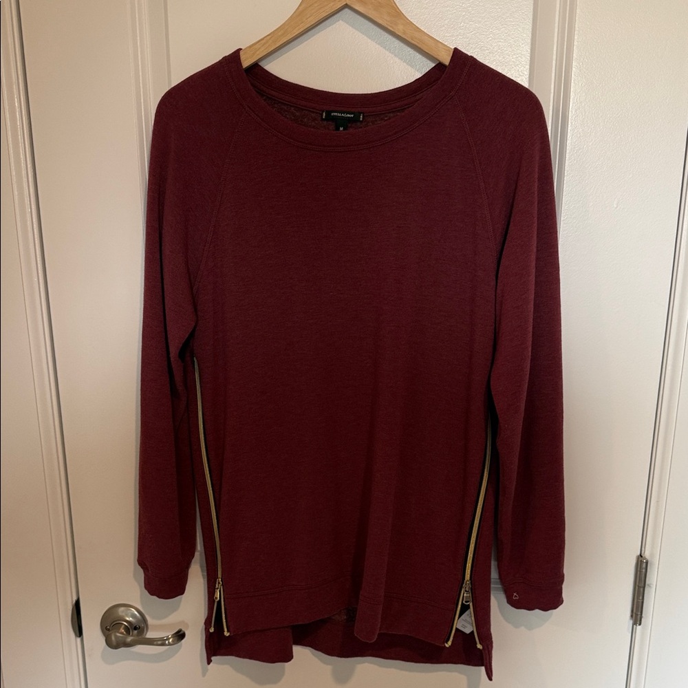 Stella & Dot Maroon Crewneck Top